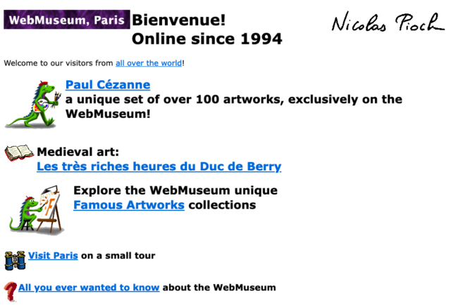 Page d’accueil du WebMuseum, Nicholas Pioch, 1994.